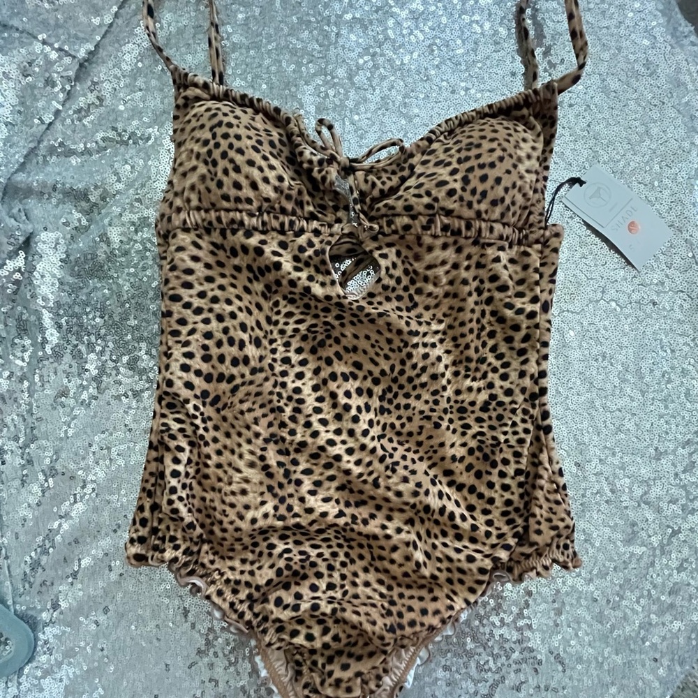 New Shade & Shore Leopard Print One Piece Swimsuit